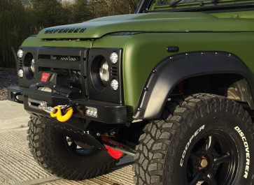 D44 Defender High Mount Bumper For Lowline Winch - Standard Ends - With Lazer Cutouts
