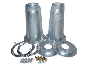Galvanised Front Turret Set With Fittings For Defender / Discovery 1 / RR Classic