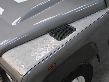 Britpart Defender Chequer Plate Wing Tops - Silver Finish