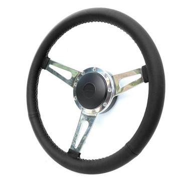 Exmoor William Black Leather Spoked 15" steering wheel choice of boss