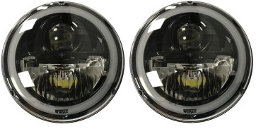 7" Wipac LED Headlights With Halo - LHD Black
