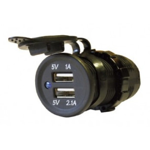 12v Twin USB Socket With Cover 1A & 2.1A