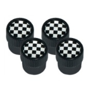Valve Cap Set Chequered Flag design with Black Outer