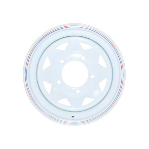 White 8 Spoke Steel Wheel 7X16