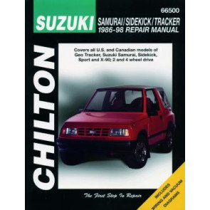 Suzuki Samurai, Sidekick & Tracker Chilton Repair Manual covering all models of Geo Tracker, Suzuki Samurai, Sidekick, Sport & X-90 for 1986-98 