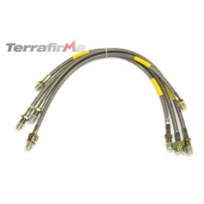 Terrafirma 2 inch extended length stainless steel braided brake hose kit (Defender 90/110/130 1999-2004 with ABS)