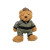 Golden brown, extra soft teddy bear with Green HUE 166 overalls and a brown flat cap.